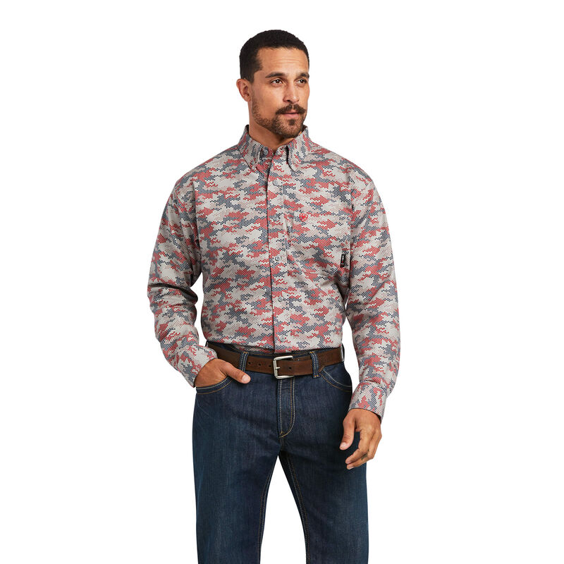 Camisas Ariat Fr Geo Camo Durastretch Work Rojas/Azules Oscuro Hombre - Chile 305-VWYLIJ